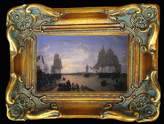 framed  Robert Salmon The Boston Harbor from Constitution Wharf, Ta013-2
